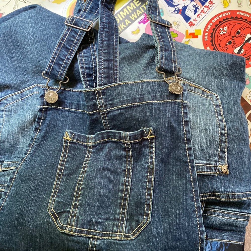 Wallflower Skinny Ripped Jean Overalls Women’s Sz Large